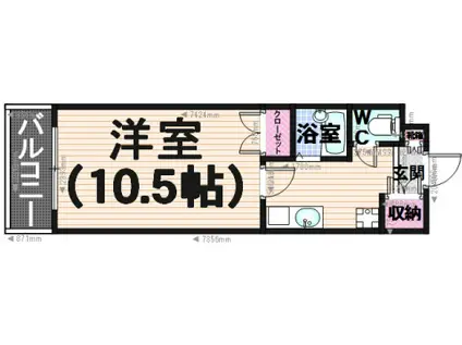 シャルム井尻(1K/4階)の間取り写真