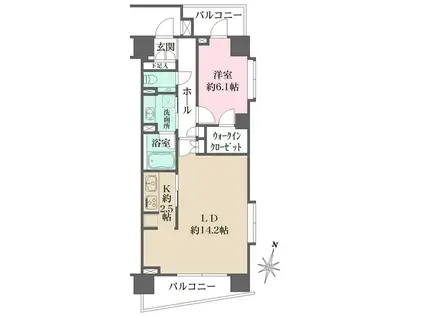 グルックハイム紀尾井町(1LDK/6階)の間取り写真