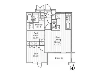 NIDO SAKURAGAOKA ニドサクラガオカ(2LDK/1階)の間取り写真