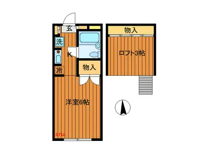 リーベ21パートII(1K/2階)の間取り写真