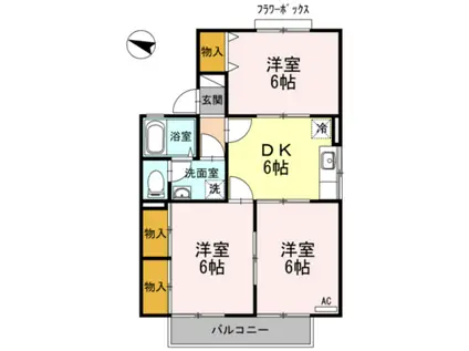 ブルームパレス F(3DK/2階)の間取り写真