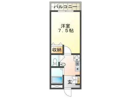 ビタミンテラス枝吉(1K/1階)の間取り写真