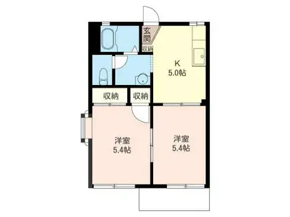 ジャックパレス3(2K/2階)の間取り写真