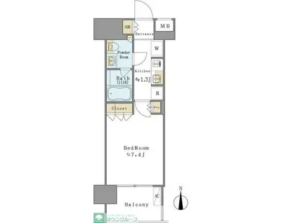 プラウドフラット亀戸ステーションプレイス(1DK/5階)の間取り写真