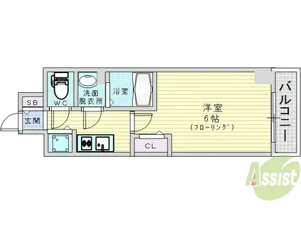 プレサンス塚本駅前(1K/10階)の間取り写真