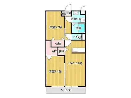 KOKINTIA(2LDK/2階)の間取り写真