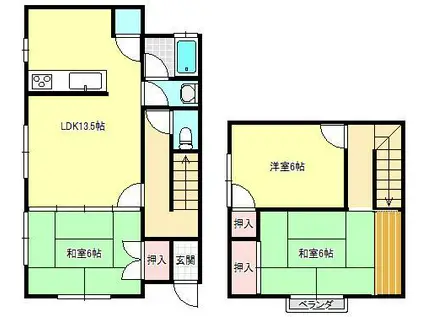 〇パレーシャル・ハ・ナ(2LDK/1階)の間取り写真