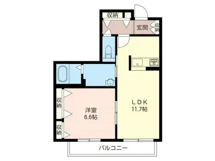 ベラビスタD(1LDK/1階)の間取り写真