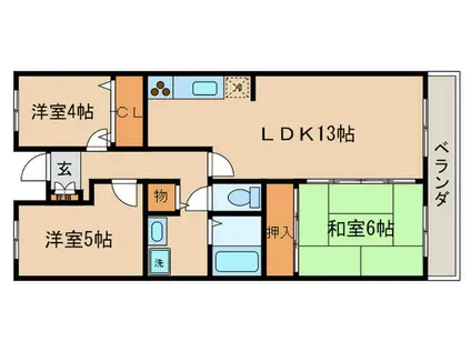 グランシャリオ草津(3LDK/2階)の間取り写真