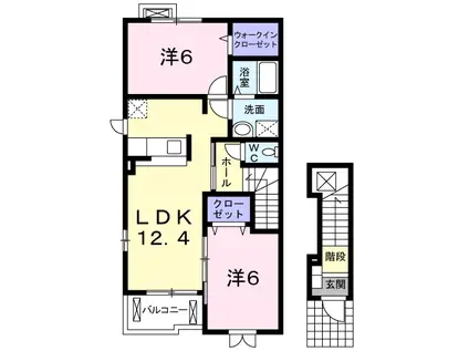 シエル ブル- DK(2LDK/2階)の間取り写真