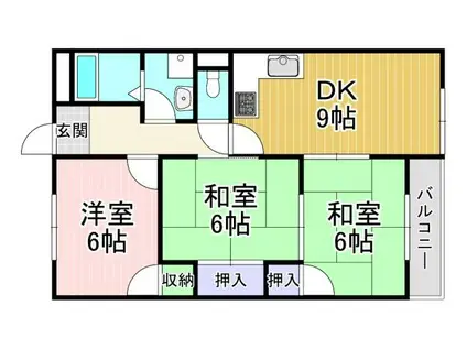 ハイグレード鶏新(3DK/2階)の間取り写真