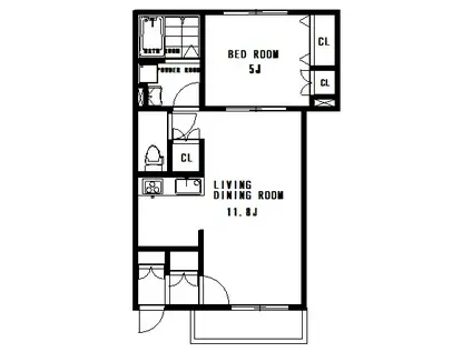LIVION・S(1LDK/1階)の間取り写真