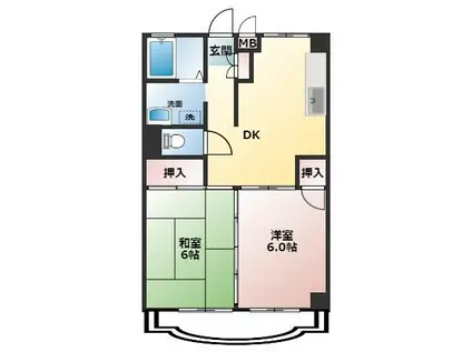 メゾンドール春日(2DK/4階)の間取り写真