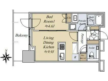 大崎駅西口F南地区市街地再開発(1LDK/8階)の間取り写真