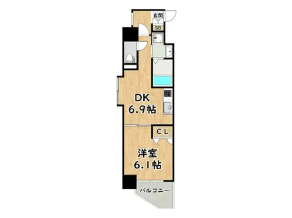 GRAMERCY JUSO-HIGASHI 2ND(1DK/6階)の間取り写真
