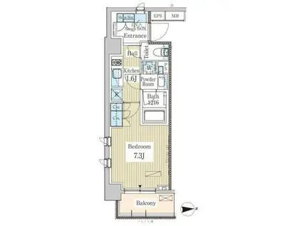 パークアクシス高田馬場テラス 手割引 1/上退 ピアノ(1K/5階)の間取り写真