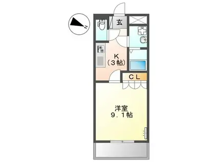 GRANDE VILLA(1K/1階)の間取り写真