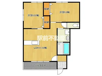 パーチェ・コセB(2LDK/1階)の間取り写真