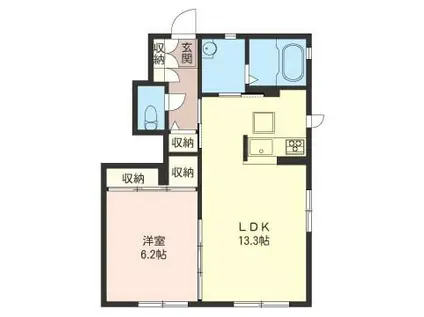 カスターニャ カーサ A(1LDK/1階)の間取り写真