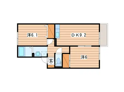 アトリオ A(2DK/2階)の間取り写真
