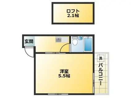 松林堂SK第6マンション(1K/3階)の間取り写真