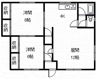 アラモアナ豊岡A(2LDK/1階)の間取り写真