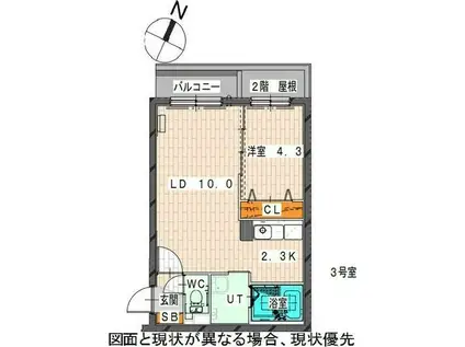 LUXARA N7 ルクサーラ(1LDK/4階)の間取り写真