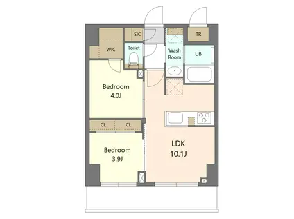 エスレジデンス浅草CLARITY(2LDK/9階)の間取り写真