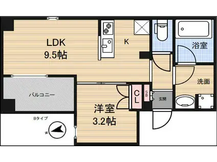 アーバンパーク三ノ輪(1LDK/2階)の間取り写真
