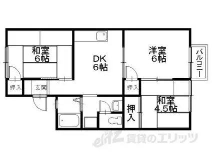 ウワトハイツA(3DK/2階)の間取り写真