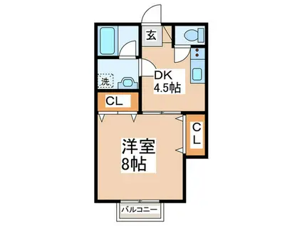 ドゥエフェリーチェ(1DK/3階)の間取り写真