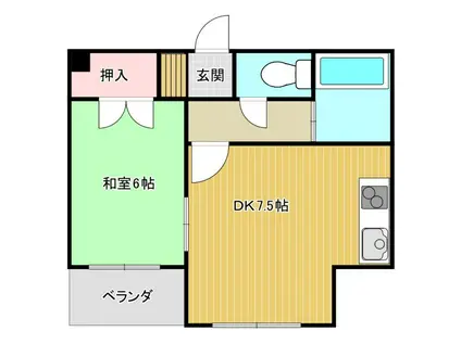 コナビック東伊場(1DK/3階)の間取り写真