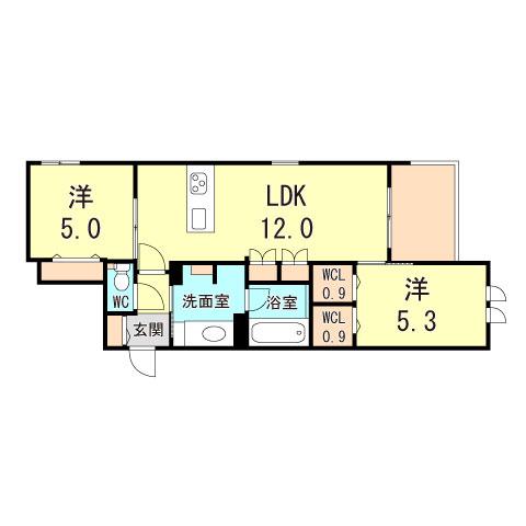 HEBEL MAISON 塚口(2LDK/2階)の間取り写真