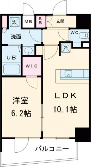 プレサンス THE神戸(1LDK/8階)の間取り写真