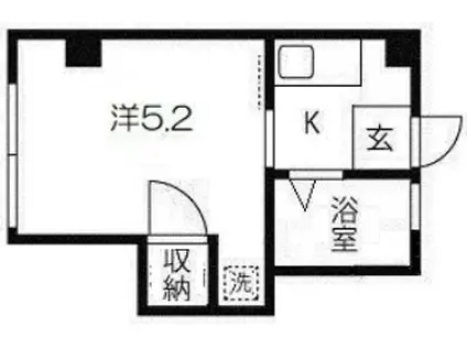 良本三川口マンション(1K/4階)の間取り写真