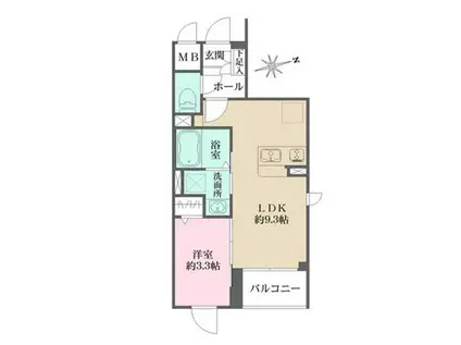 LA PERLA桜新町(1LDK/3階)の間取り写真