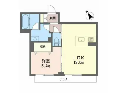 ベレオ枝松(1LDK/1階)の間取り写真