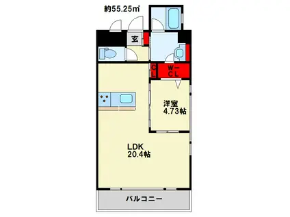スマート到津(1LDK/13階)の間取り写真