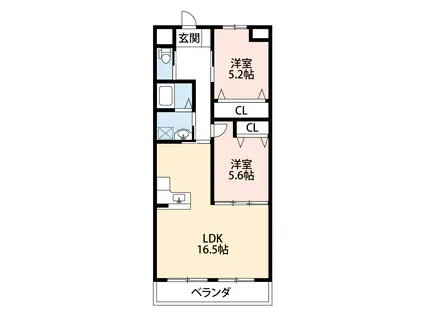 クリーンハイツ安井III(2LDK/2階)の間取り写真