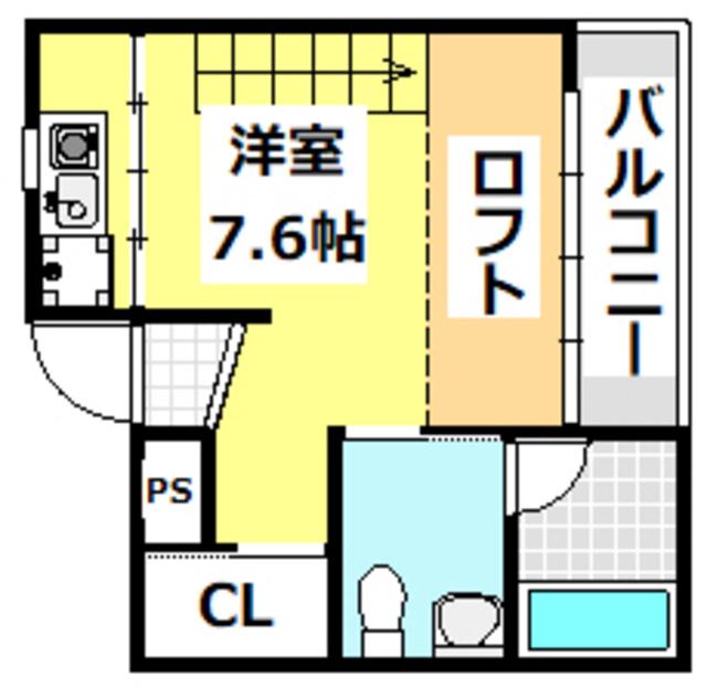 アヴェニール千里丘(ワンルーム/2階)の間取り写真