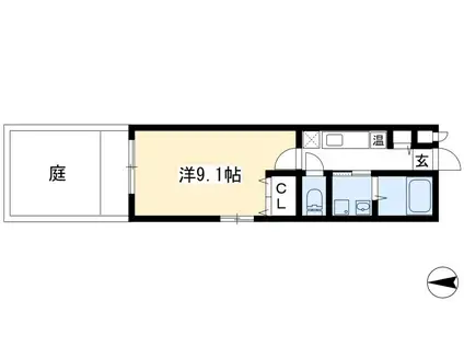 御所西室町サンハイツ(1K/1階)の間取り写真