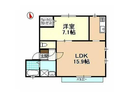棒屋第四下池ハイツ(1LDK/1階)の間取り写真