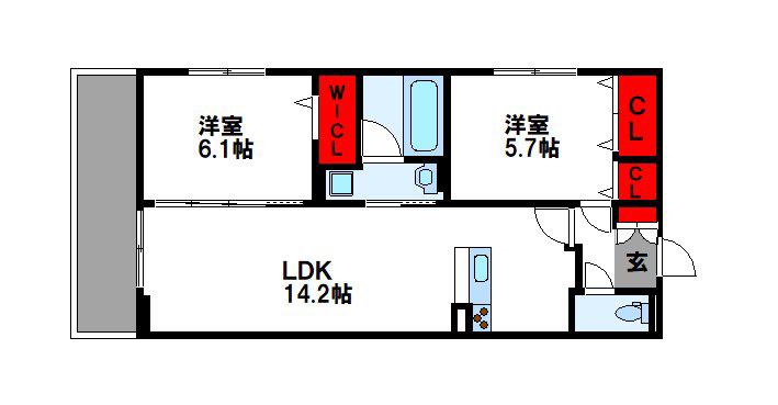 D-ROOM原町駅南(2LDK/1階)の間取り写真
