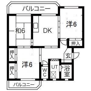 コーポあいはら(3DK/1階)の間取り写真