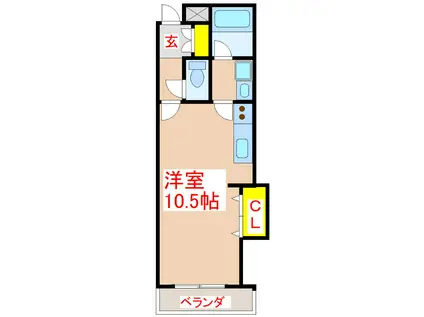 ピラール鴨池(ワンルーム/3階)の間取り写真