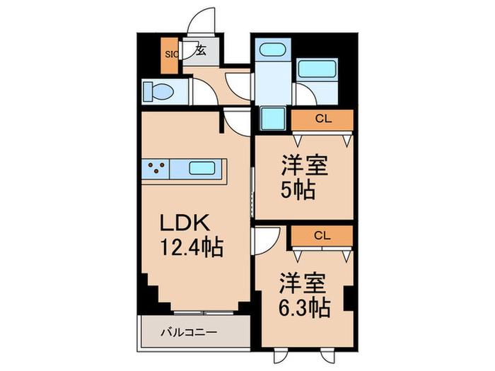 ロイジェント志村坂上(2LDK/1階)の間取り写真