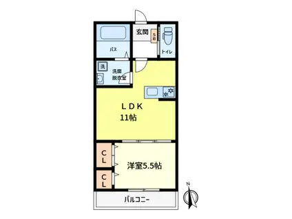 ヴェルドミールC(1LDK/1階)の間取り写真