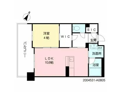 コムフォート薬院(1LDK/9階)の間取り写真