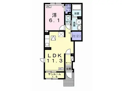 ブライトノース(1LDK/1階)の間取り写真