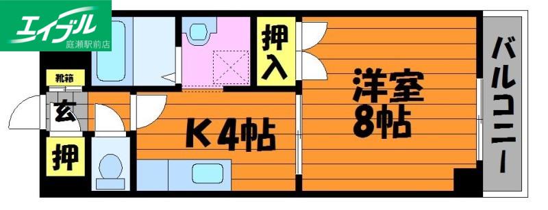 グローリー中庄(1K/3階)の間取り写真
